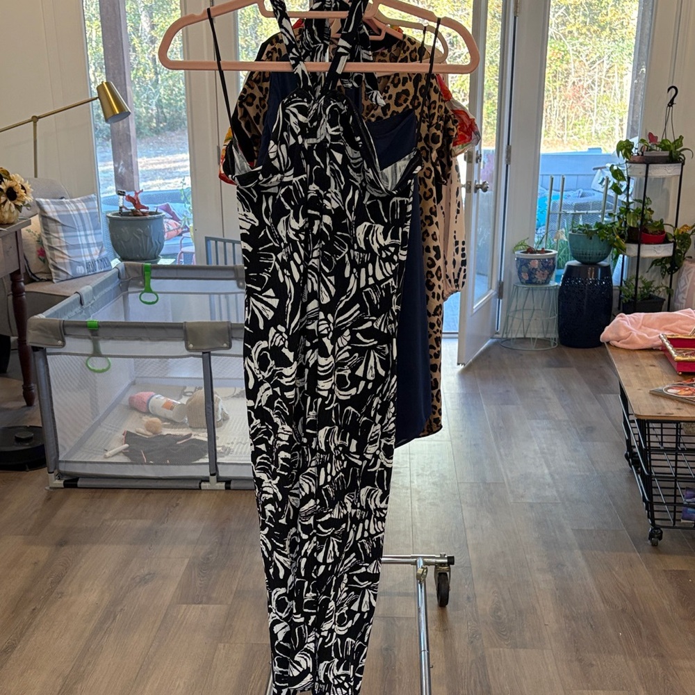 Nine West Black and White Midi Dress